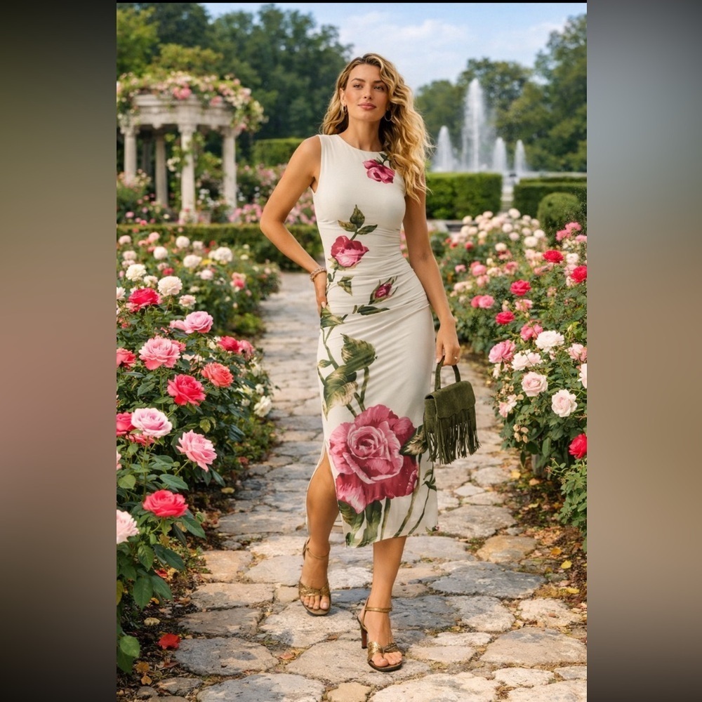 🎉RARE🎉Aston Studio Anthropologie NWT Ariel Sleeveless Fitted Mesh Midi Dress 10